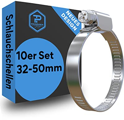 Pangaea Tech Lot de 10 colliers de serrage en acier inoxydable 32-50 mm – Qualité professionnelle conforme à la norme DIN 3017 pour piscine, étang et jardin
