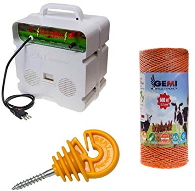Gemi Kit Clôture Électrique avec Électrificateur 220V + Fil 500m 2,2mm² + 100 Isolateurs pour Piquets Bois