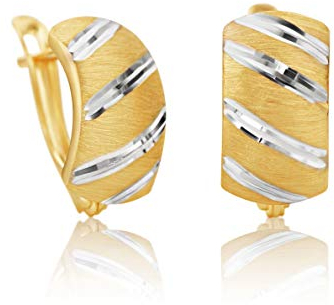 14 Karat 585 Gold Creolen Ohrringe Bicolor Matt & Glänzend Ohrschmuck – SIT240
