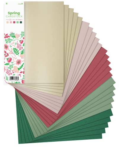 Netuno 25x Kreativ-Karton Frühling DIN A4 210 × 297 mm 5- farbig sortiert Fotokarton Mix buntes Blätter-Set Kartenset Tonzeichen-Karton Bastelkarton farbig Blankokarten DIY Kartenset Papier-Mix-Set