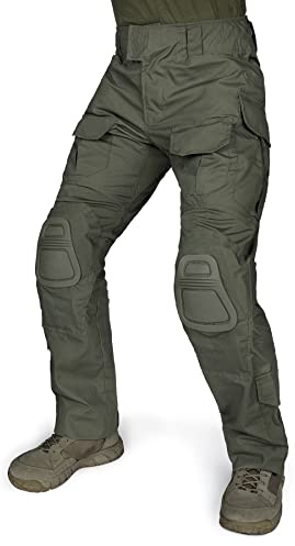 IDOGEAR G3 Pantaloni da Combattimento Pantaloni Tattici con Ginocchiere per Uomini Pantaloni Militari da Caccia All'aperto (Ranger Green, 32W x 32L)