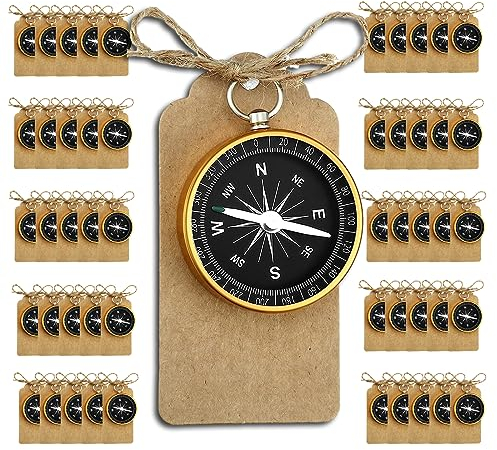 BBRGIRL 50pcs Premium Mini bussola Bomboniere a tema creativo per gli ospiti con etichette in Kraft e spago di iuta, matrimoni, decorazioni per feste a tema nautico ornamenti natalizi