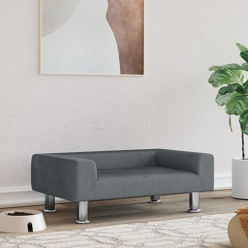 puraday Hundebett Dunkelgrau 70x45x26,5 cm Samt Hundesofa Hundebetten Katzenbett Bequeme Haustierbett Katzensofa Stilvolles Design Kann Im Wohnzimmer Oder Schlafzimmer Platziert Werden