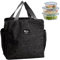 Granvoo Thermotasche mit Folienfutter,Picknicktasche Isoliertasche Thermotasche,Lunchbag Lunch Bag,Mini Lunchtasche Wasserdicht,Kühltasche Picknicktasche,für Büro Reisen Picknick (Schwarz)