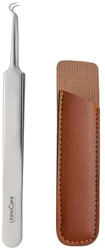 Tick Remover, Tick Removal Tool, Stainless Steel Tick Remover Tool for Dogs/Humans/Cats/Horses, Good for Professional Use, Can be Sterilised - Includes Tick Tweezers, Leather case, Manual