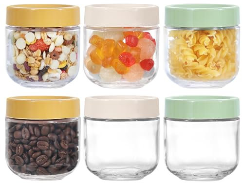 LIMILI 6Pcs 250ML Glass Overnight Oats Jar with lids Wide Mouth for Cereal Yogurt Pudding, Breakfast Jars Overnight Oats, Salad Jars for Meal Prep