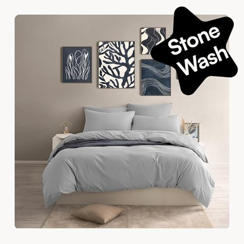 Seralino Perkal Baumwolle Bettwäsche 135x200 Hellgrau | Bio Bettwäsche 135x200 inkl. Kopfkissenbezug 80x80 | Baumwolle (angeraut) | Baumwollbettwäsche