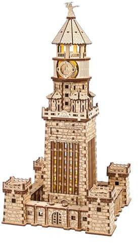 UGEARS Leuchtturm von Alexandria 3D Puzzle - DIY-Bausätze für Erwachsene 3D Holzpuzzles für Erwachsene mit LED-Nachtlicht - Modellbausätze Bastelsets aus Holz 340 Teile