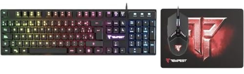 Tempest Calamity Combo 3 en 1, Teclado Gaming RGB + Ratón Gaming + Alfombrilla, Silencioso, Layout Español, Conexión por Cable