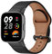 MiRowy Leder Armband für Xiaomi Redmi Watch 3 Uhrenarmband, Metallschnalle Atmungsaktiv Ersatzarmband, Lederband Ersatzbänder für Xiaomi Redmi Watch 3, Schwarz