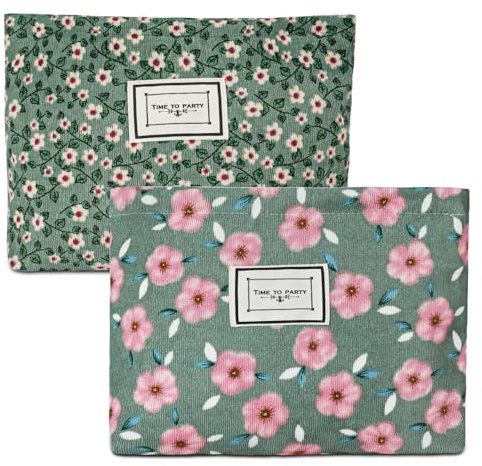 Aucuu Beauty Case da Viaggio, 2 PCS Borsa da Toilette da Viaggio, Borsa per Cosmetici, Pochette Donna Trucchi, Borse Trucco Floreale, Borse Cosmetica in Velluto a Coste, per Donne Ragazze