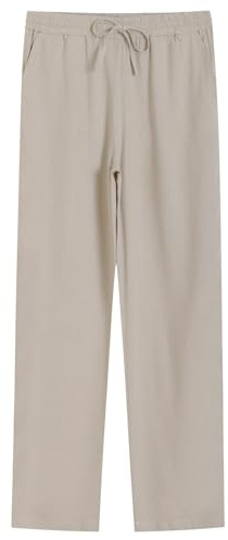 Weintee Women's Tall Linen Pants Long 36 Inch Inseam, Khaki, XXL Plus Tall