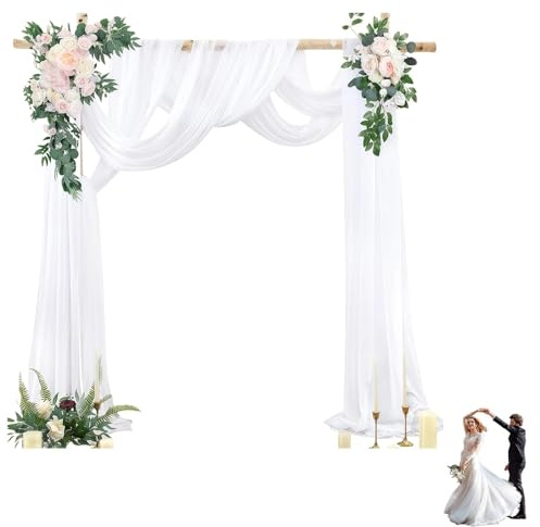 2 Stück Hochzeitsdeko, Hochzeitsbogen Stoff Tüllstoff, 76 x 600 cm Traubogen Deko Hochzeit Vorhang Hochzeitsbogen, Heiratsantrag Deko Vorhang Weiß