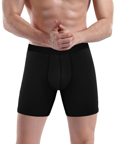 PUTUO Boxers Homme Longs en Bambou: Lot de 1 Caleçon Ultra-Doux Confortables sans Étiquette avec Poche 3D - Idéal pour Peaux Sensibles Sport Travail et Usage Quotidien