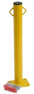 The Ramp People Fixed Security Bollard With Chain Hooks Driveway Post Steel Yellow