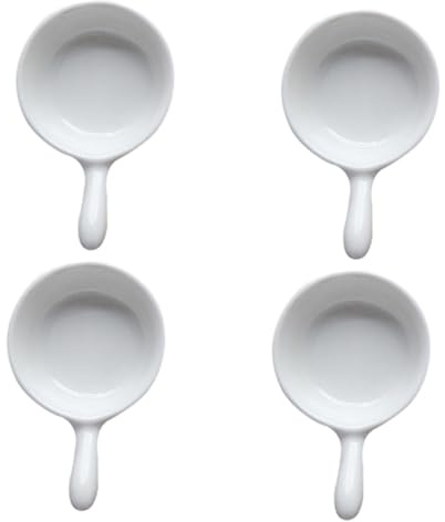 NUOBESTY 4 pièces Lot de Coupelles à Sauce Blanches Céramique avec Anse Bols à Dips et Supports pour Entrées et Accompagnements Résistantes pour Sauces Chaudes et Froides Usage Domestique