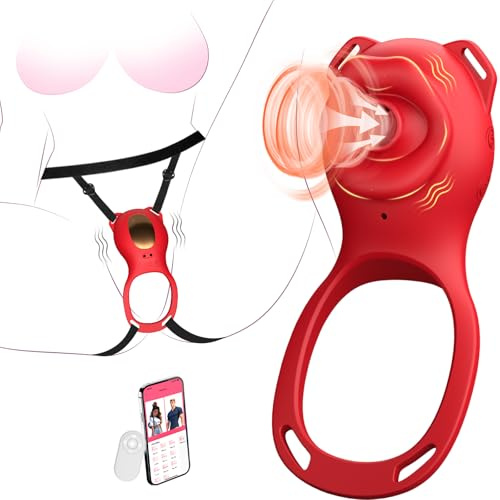 Couples Sex Toys Rose App Remote Control Wearable Sucking Vibrator, Clit Sucker Women Sex Toy for Men, Hands Free Panty Clitoris Stimulation Vibrator Vibrating Cock Ring, Tuaieu BDSM Female Adult Toys