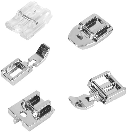 5pz Kit Piede Premistoffa Cerniera, Piedi Cerniera Invisibili, Stretti & Nascosti Universale Scatto Basso per Singer Janome Macchina da Cucire Accessori