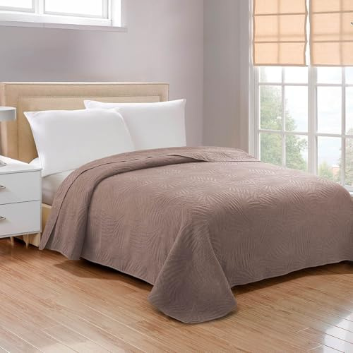 IlGruppone Copriletto Trapuntato Matrimoniale Stone Washed 250x250 cm in Microfibra Anallergica 120 gr/mq Trapuntino Leggero Primaverile Estivo Morbido e Resistente (Tortora - Stone Washed)