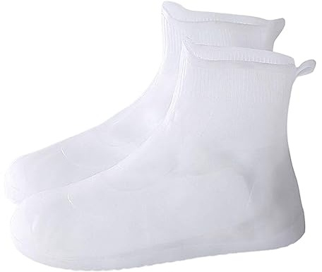 Milageto Cubiertas Impermeables de Zapatos Cubiertas de Lluvia Antideslizantes Cubiertas Reutilizables de Botas Material TPE Adecuadas para Viajes Ciclismo, blanco XL