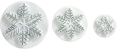 LIHAO Schneeflocken Ausstecher Fondant 3tlg Ausstechformen Auswerfer Stempel Tortendeko
