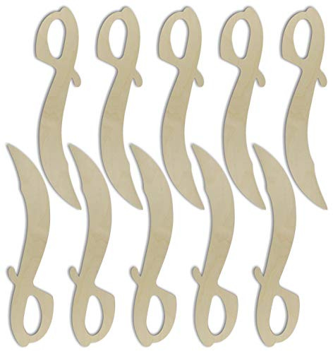 Herr Bo & Co 10x Piratensäbel aus 3mm Birkensperrholz, Natur, zum Selbergestalten
