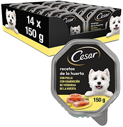 Cesar Comida Húmeda para Perros, Recetas de la Huerta en Paté y Gelatina (Pack de 14 Tarrinas x 150g)