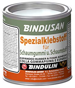 BINDUSAN von Bindulin Spezialklebstoff für Moltopren Schaumgummi Schaumstoff mit Holz Metall Stoff Pappe - Kleber Verklebungen sind weich, hochelastisch, wasser-, öl- und säurefest 200g