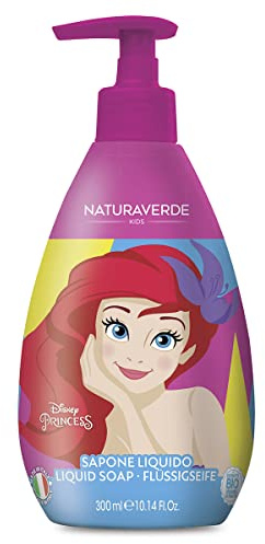 Naturaverde | Kids - Disney Princess - Flüssigseife für Kinder, Ariel, Kinderseife mit Kornblumenextrakt, Bio-Handseife, 300 ml