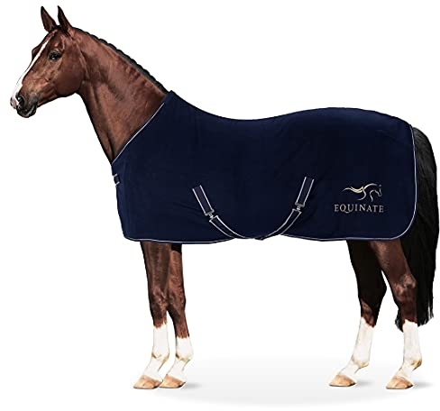 Equinate Abschwitzdecke Nevada aus Fleece mit Widerristpolster und Kreuzbegurtung 135cm Navy
