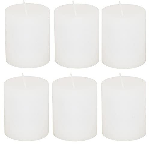 Stumpljus Rustic set om 6 – blockljus, ljus, ljus, adventskrans, advent – inget sot – brinntid: 30 timmar. - många färger – 7 x 8 cm (vit)