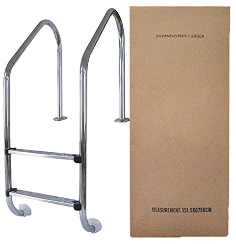 Échelles de piscine Échelle de piscine pour piscines creusées Échelle de piscine lourde en acier inoxydable Main courante stable avec 2 marchepieds antidérapants pour piscines creusées Charge maxima