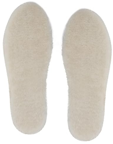 Riemot Plantillas de Piel de Oveja,Suelas de Lana Natural Térmicas para Hombre y Mujer,Plantillas Calefactables para Zapatos,Zapatillas Deportivas y Botas,Suela de Invierno Suave y Cómodas Blanco-EU42