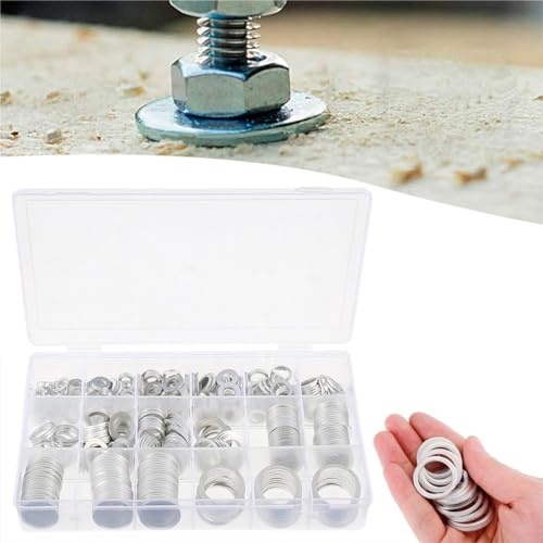 450-tlg 18 Größen M6-24 ALU-Dichtring Sortiment Aluminium Dichtung Dichtungsring Satz O-Ring Set