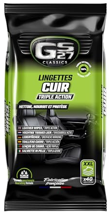GS27 - Salviette in pelle tripla azione - 100% viscosa naturale - Cura pelle naturale, tinta o similpelle - 40 salviette auto XXL