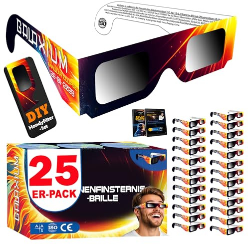 Galaxium 25 Pack Gafas Eclipse Solar Homologadas AAS ISO 12312-2 | Gafas para Ver Eclipse Solar | Gafas de Eclipse Solar Homologadas 2026 | Gafas Eclipse Homologadas