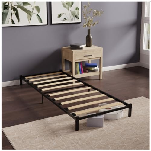 Dreamzie - Rete Letto Singolo 90x200 cm a Doghe in Legno Con Telaio in Acciaio - Struttura in Ferro Rinforzata con Altezza di 25 cm
