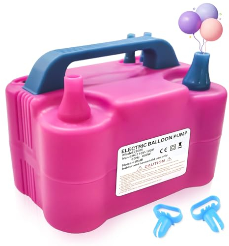 HXHWISE Elektrische Ballonpumpe,Elektrische Luftballonpumpe 220V 600W Inflatorgebläse Ballonpumpe,Doppeldüse Inflatorgebläse Tragbare Pumpe für Partys,Hochzeiten Geburtstag Deko