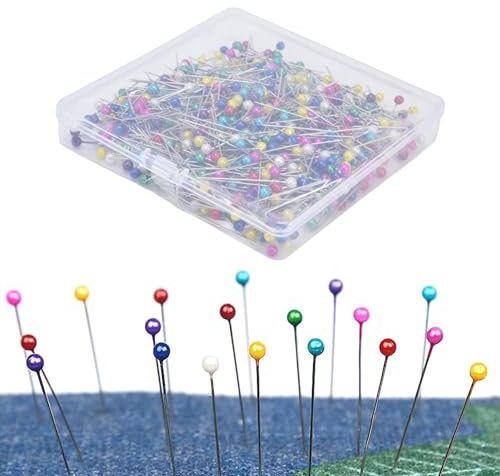Stecknadeln mit Kopf,600 Stück Glaskopfnadeln,38 mm Bunte Glaskopfnadeln,Bunte Stecknadeln mit Kopf,Edelstahl Stecknadeln,Stecknadeln mit kopf groß für Stoff, Schmuck, Basteln, Basteln und Nähprojekte