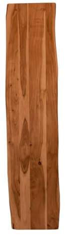 SAM Holzplatte 180x40 cm Emilio, Tischplatte aus Akazienholz massiv + nussbaumfarben, Baumkanten-Platte für Heimwerker, geeignet für Arbeitsplatten, Tische & Fensterbretter