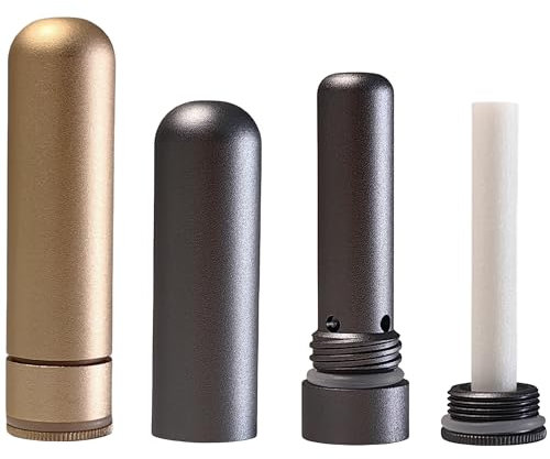 Metal Nasal inhalers for Essential Oils Refillable Aluminum Aromatherapy Inhaler Comes with 20 Cotton Wicks - for Aromatherapy (2+20 pc)