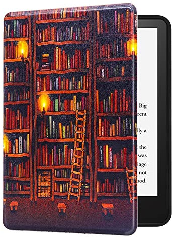 Qualnice Case for All-New Kindle Paperwhite with 7 Display (12th Gen 2024 Release) and Kindle Colorsoft 7 (Model No SA569P) with Auto Wake/Sleep, Library