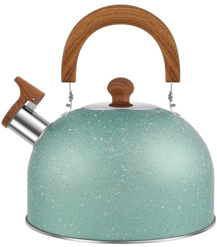 Bouilloire sifflante avec poignée anti-brûlure, bouilloire de 2,5 L en acier inoxydable de qualité alimentaire, théière de camping de style rétro pour cuisine, cuisinière à gaz, cuisinière à induction