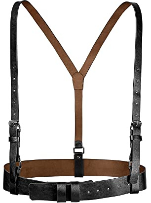 Allegra K Bretelle unisex Plus Size Vintage in pelle PU Y Back Bretelle fori regolabili cinture per donne uomini, nero, 93-108cm/36.61-42.52