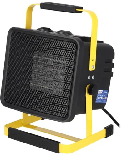 DEDRA Riscaldatore elettrico PTC 2,0 kW, quadrato con supporto superficie di riscaldamento 20 m², elemento riscaldante in ceramica, per ambienti ben isolati, termostato, protezione contro il