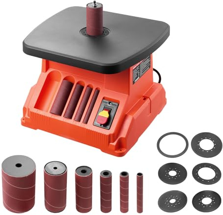 VEVOR Oscillerande spindelslip, 2 000 varv/min spindelslip med 6 hylsor (12,7–76,2 mm), 16 mm och 390 x 415 mm brett arbetsbord för möbelbearbetning, hantverk och träbearbetning