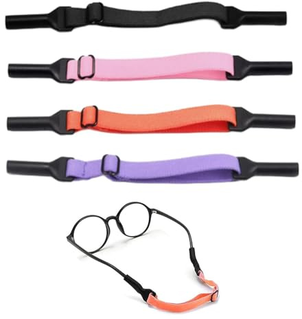 aiyraa 4PCS Sunglasses Head Strap for Kids Adult, 17-26cm Adjustable Eye Glasses Strap, Silicone Glasses Cord for Boys Girls, Glasses Neck Strap, Eyewear Retainer for Sports, Outdoor Activities