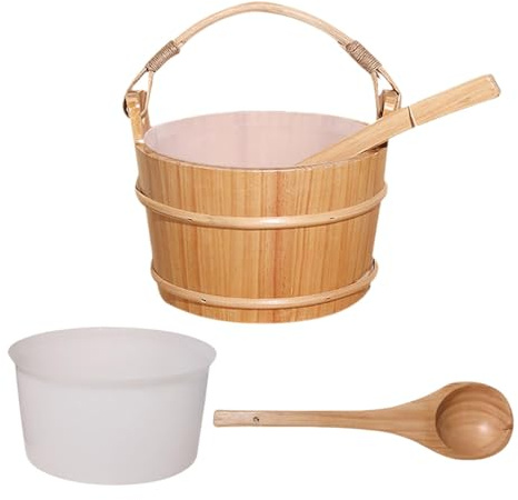 Gcljlmy Ensemble seau de sauna en bois et louche pour salle de bain
