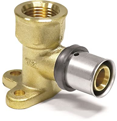 Pipetec Pressfitting Wandwinkel 20x2 3/4 Zoll IG 52mm Wandscheibe TH Kontur Verbundrohr, DVGW, TH-Profil