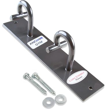 Anchor Gym H2 Resistance Band Anchor - Single Unit with Two Hooks Exercise Band Wall Mount for Bodyweight Straps, Strength Training, Home Gym (Wood Screws Included)
